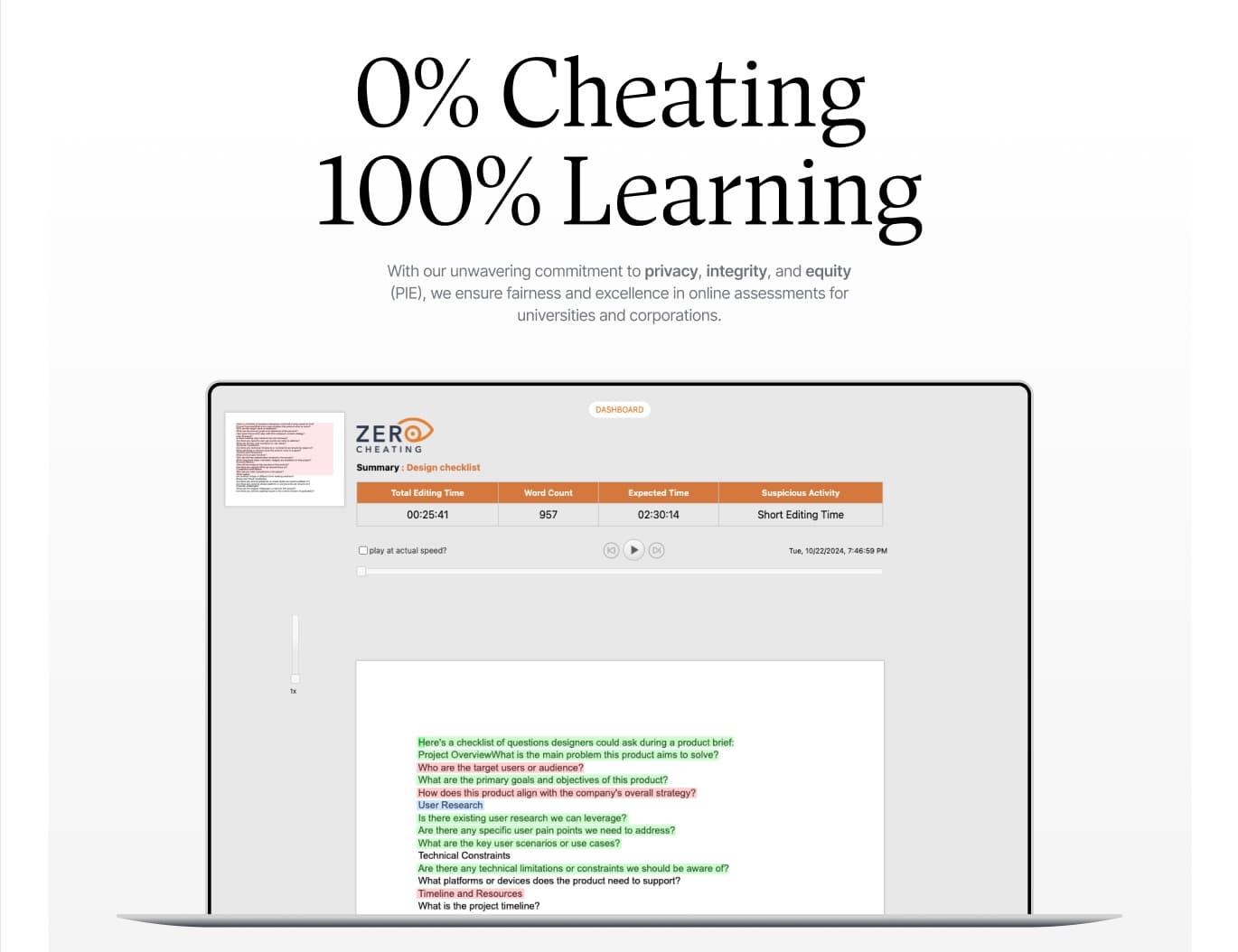 Zero Cheating