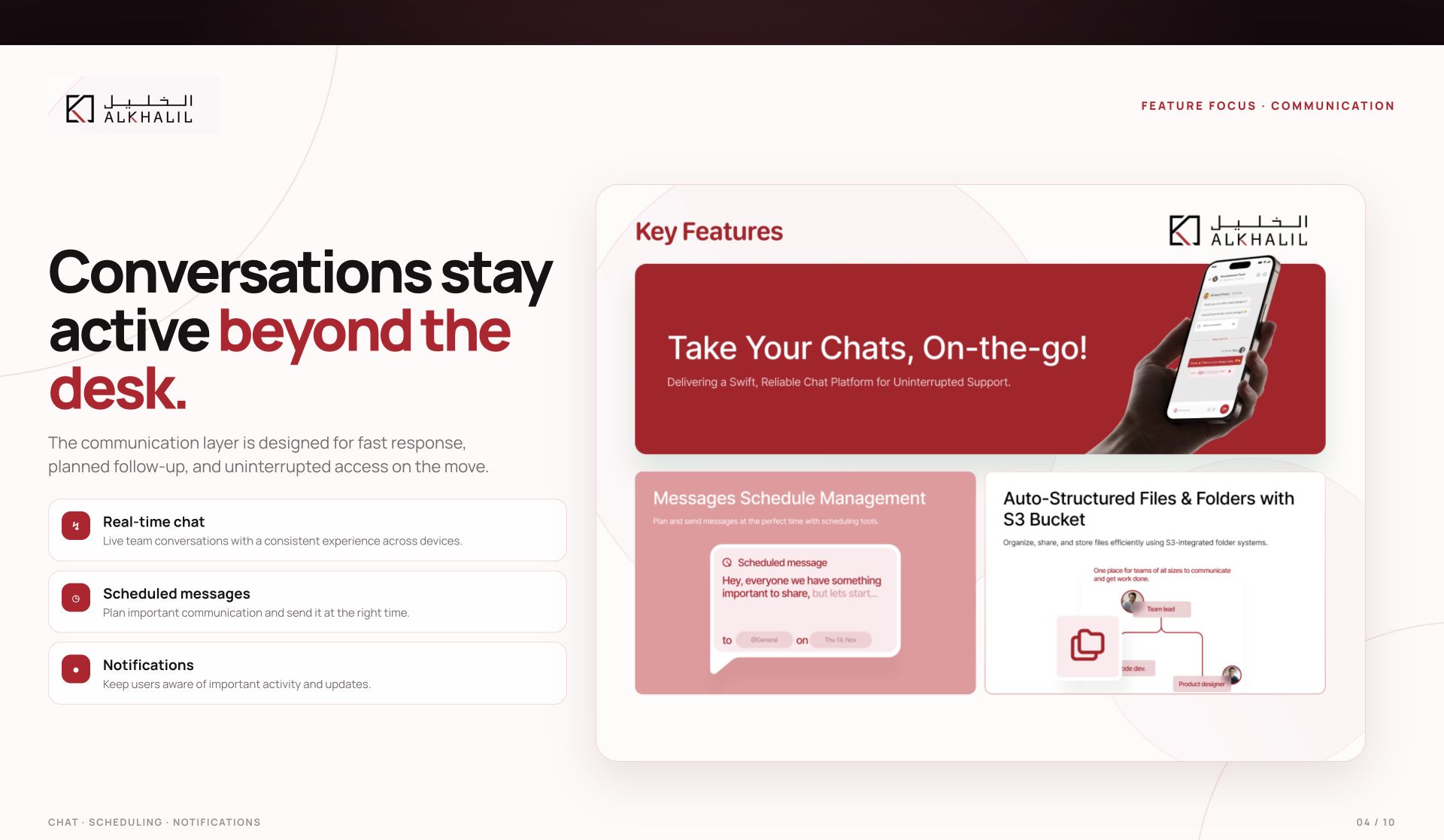 Al-Khalil communication features slide